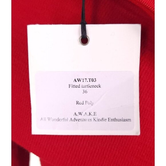 A.W.A.K.E. Sleek Octopus Turtleneck Size 36 US 4 Womens Red Awake $295 - Picture 9 of 14